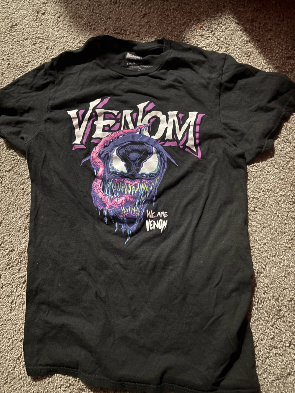 Marvel Venom Graphic Tee in Black with Purple Accents